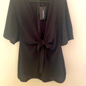 Black tie front romper NWT
